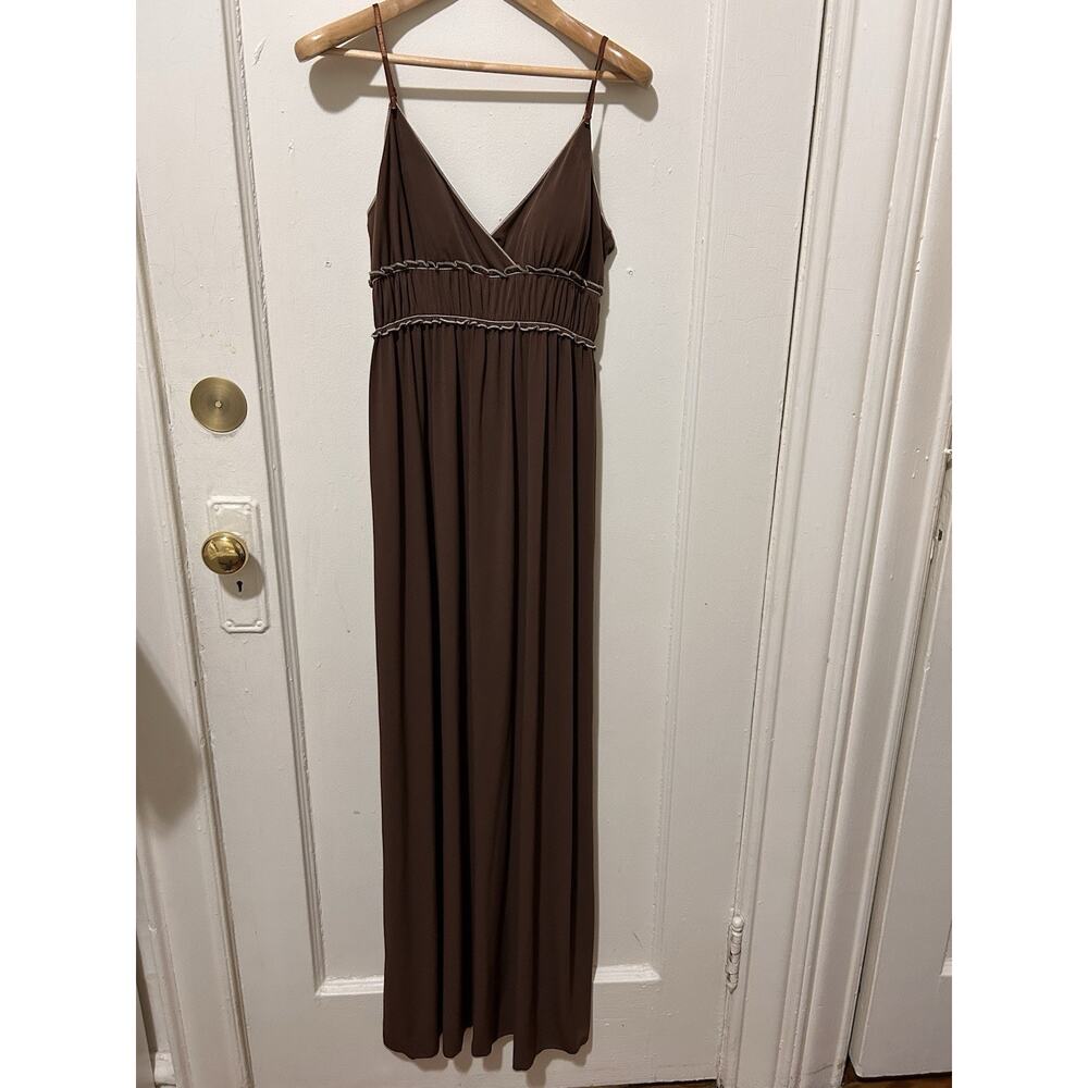 NWT‎ Max Studio Maxi Dress Brown White Stitching Tank | M